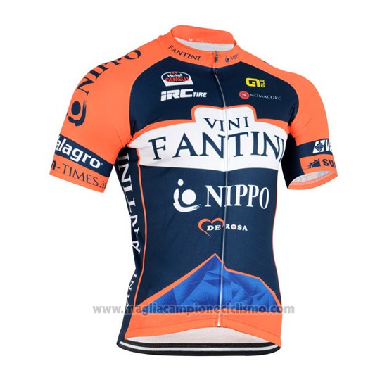 2015 Abbigliamento Ciclismo Vini Fantini Arancione e Blu Manica Corta e Salopette